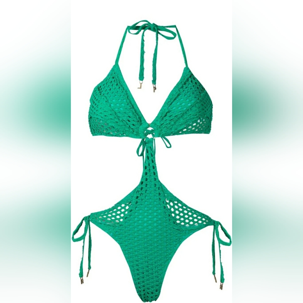 Doll & Co Crochet Teal Swimsuit Bathing Suit Medium